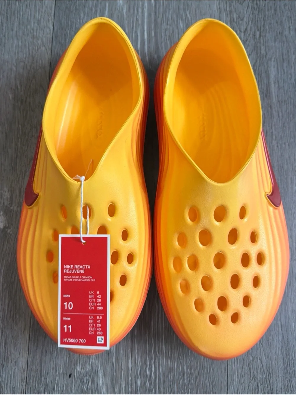 Men’s Nike ReactX Rejuven8 Topaz Gold / Turf Orange Sz 10 - Picture 7 of 8